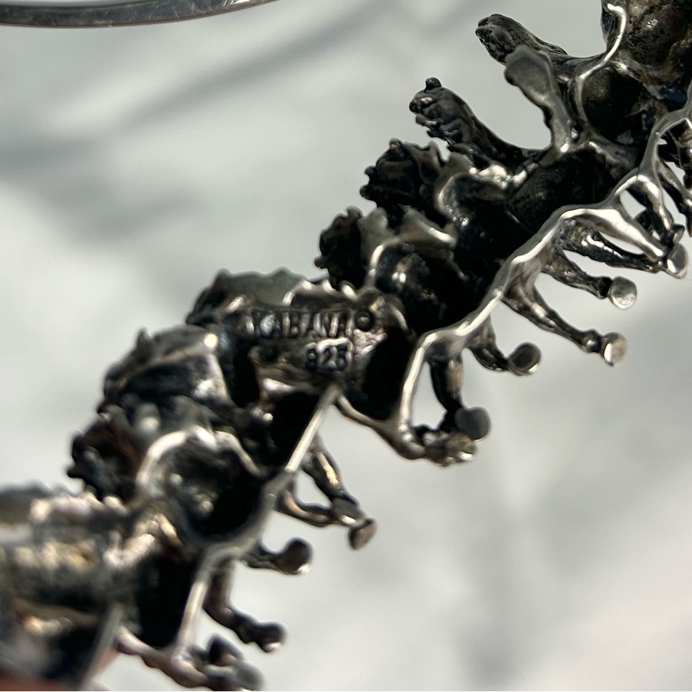 Kabana Horse Statement Necklace Vintage Sterling Silver 15 Horses Running - Picture 8 of 8